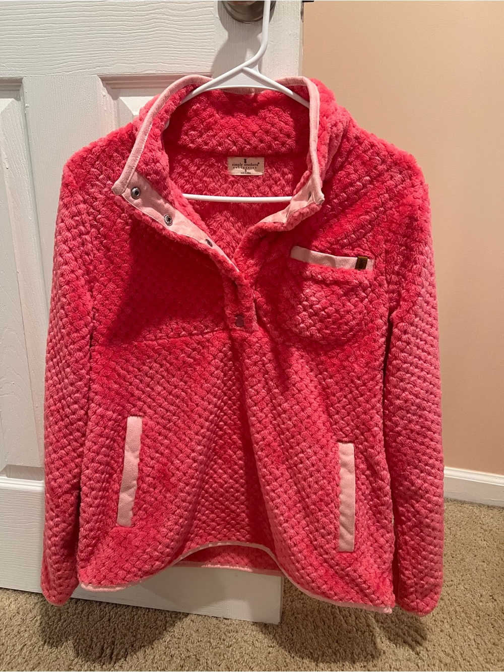 Girls' Cozy Pink Plush Pullover Jacket